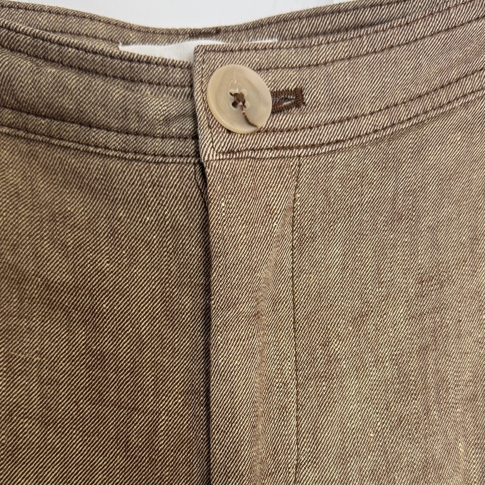 Anthropologie Linen Low Rise Wide Leg Pants Tan Size 14 - Picture 4 of 15